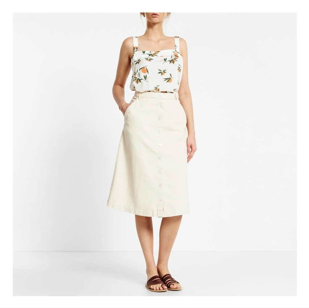 Off-White Button Midi Skirt